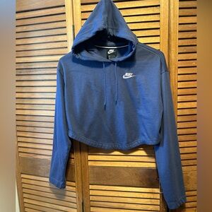 Nike Bluish Grey Oversized Cropped Hoodie